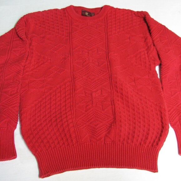 Vintage Nordstrom Cable Knit Crewneck Sweater Red - Picture 1 of 8